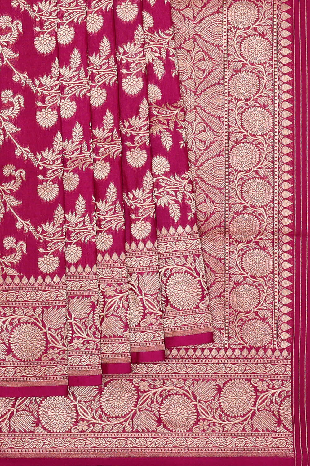Image of Magenta-Pink Banarasi Silk Saree