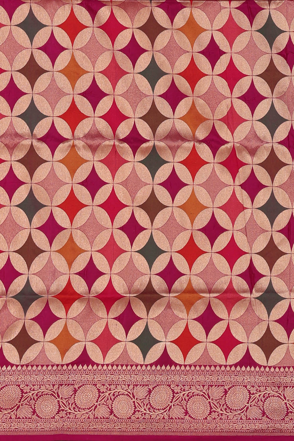 Image of Magenta-Pink Banarasi Silk Saree