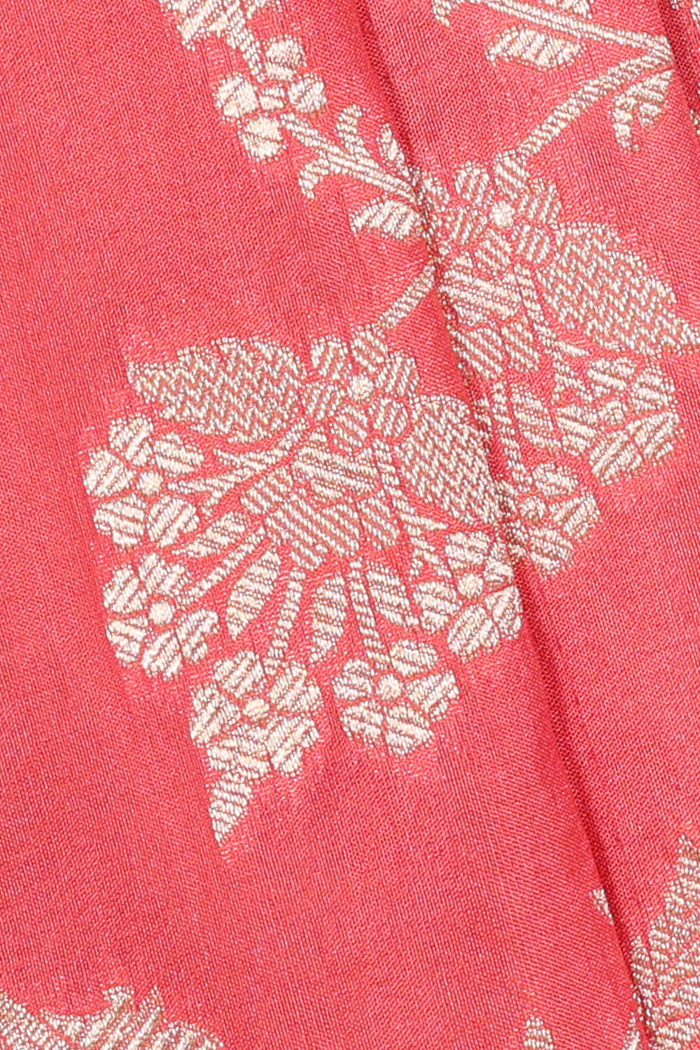 Image of Coral-Pink Banarasi Brocade Silk Saree
