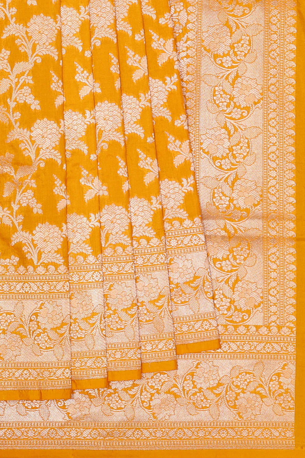 Image of Mustard Banarasi Silk Saree