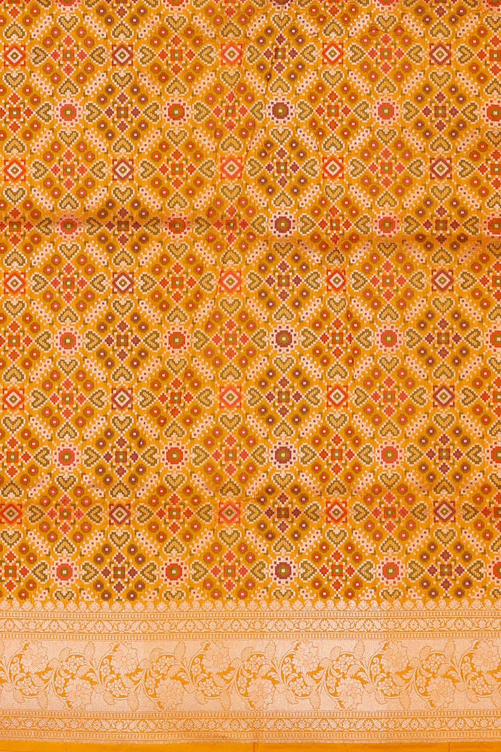 Image of Mustard Banarasi Silk Saree