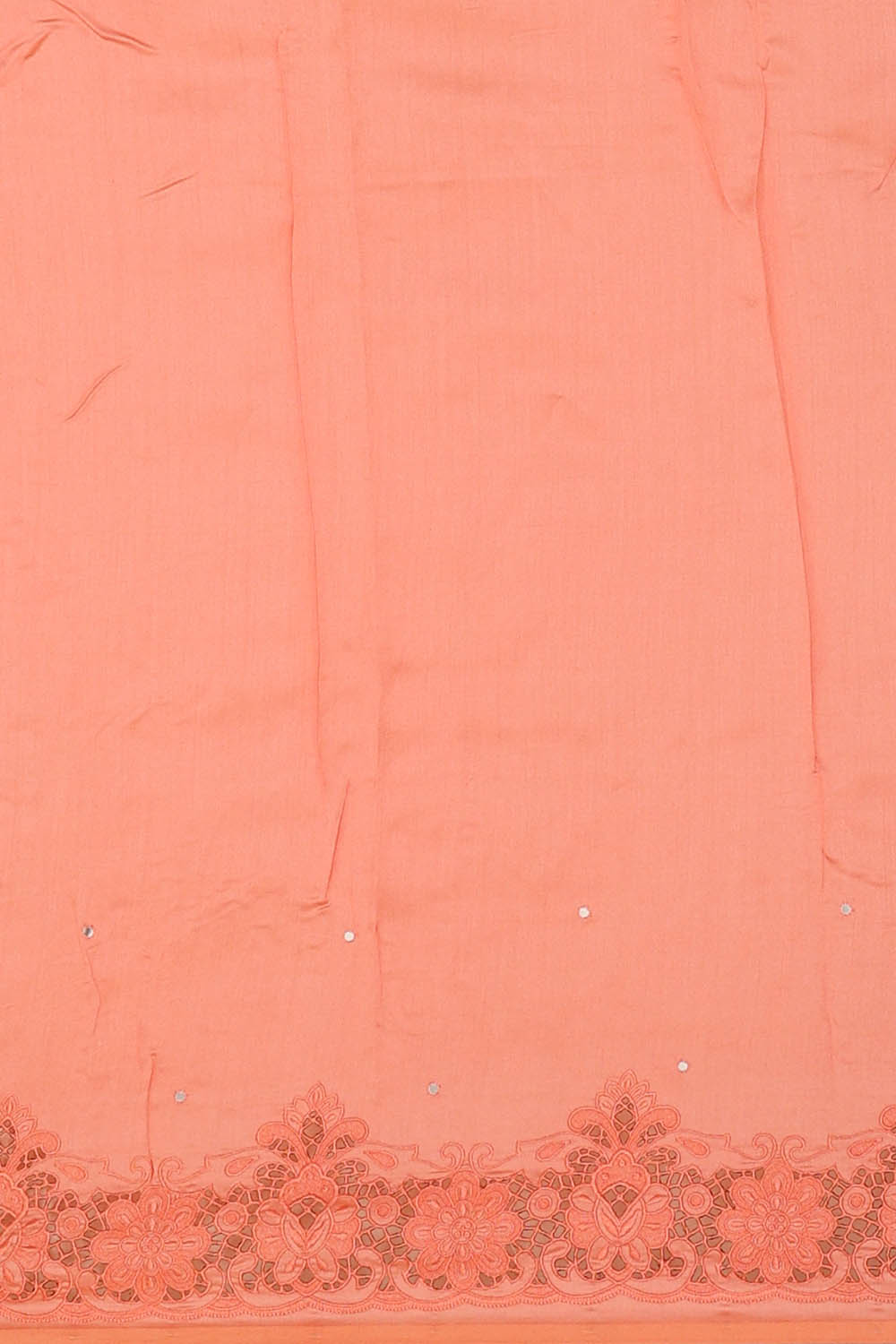 Image of Light-Peach Tussar Embroidery Silk Saree