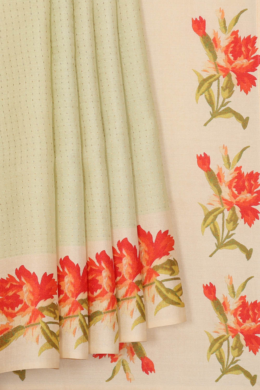 Image of Off-White Tussar Silk Saree