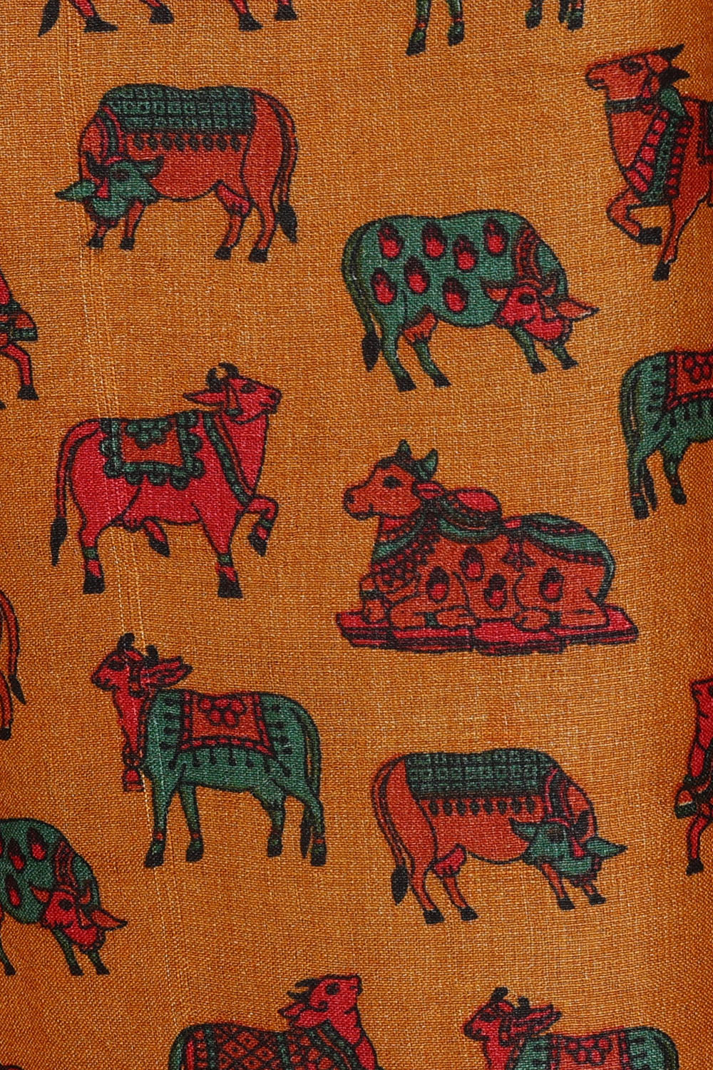 Image of Yellow Desi Tussar Printed Silk Saree