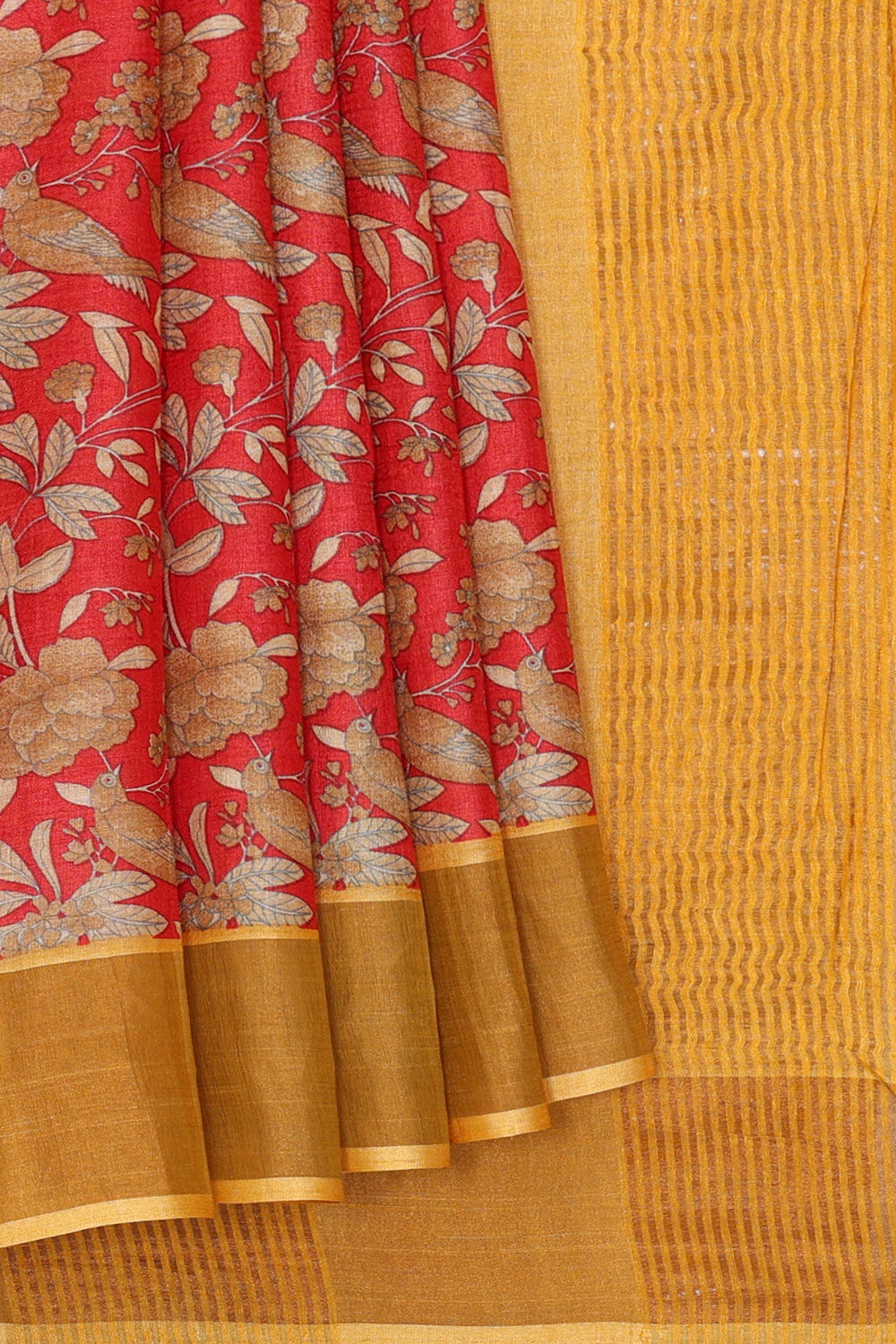 Image of Red Desi Tussar Silk Saree