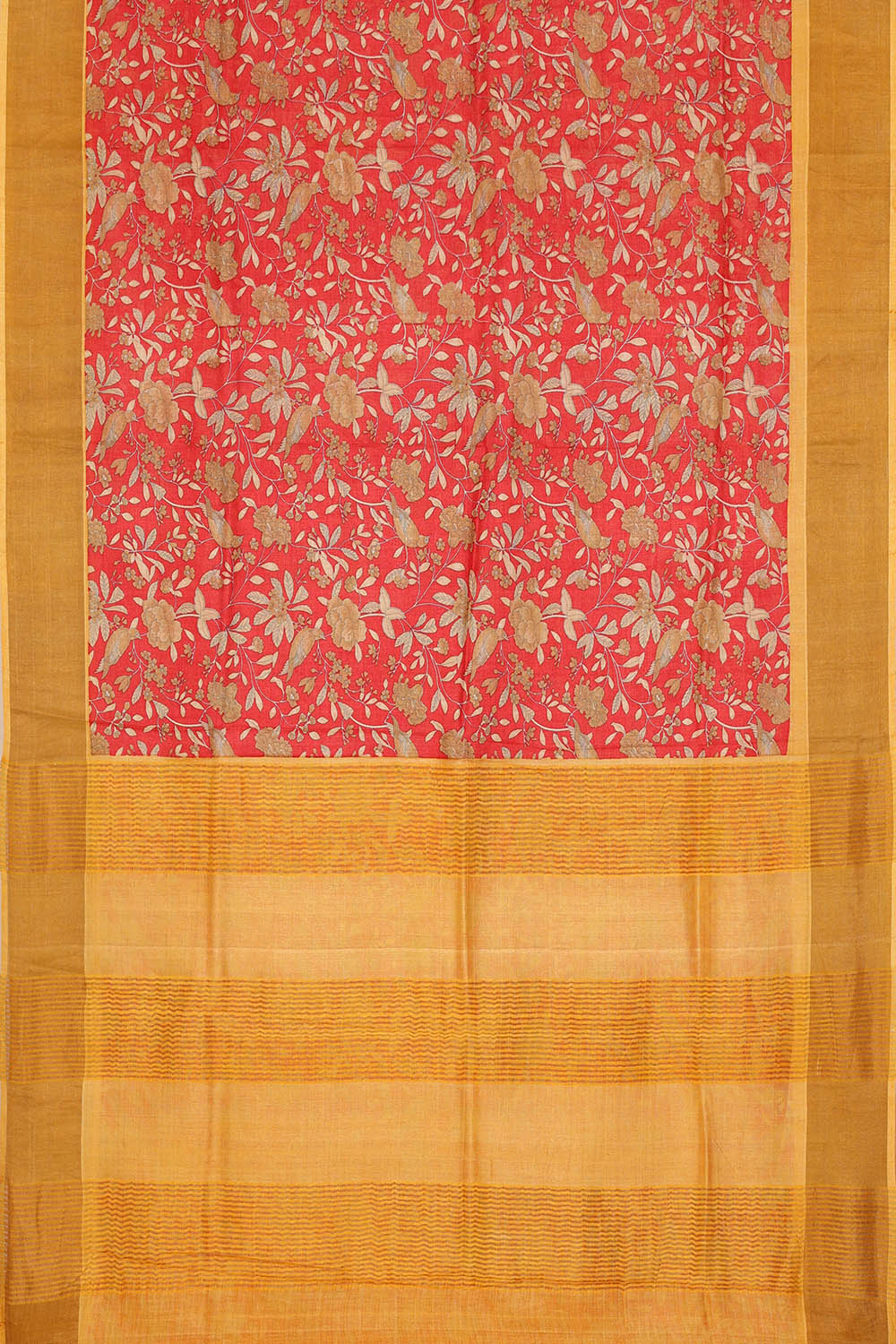 Image of Red Desi Tussar Silk Saree