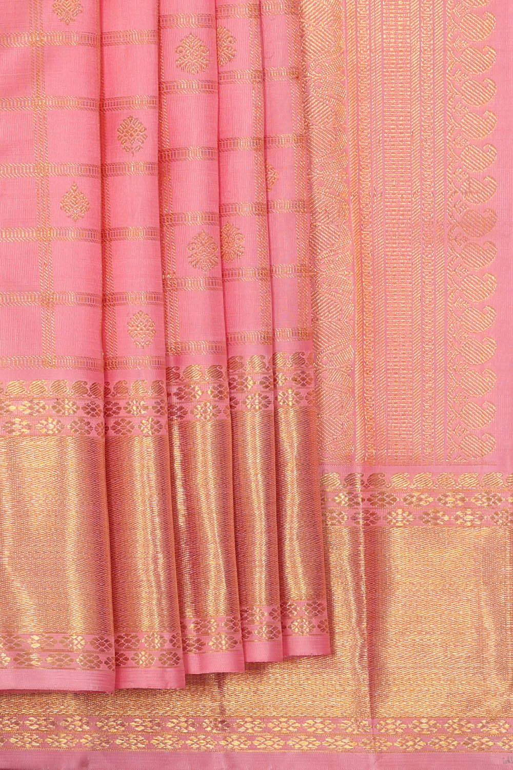 Image of Pink Kanchipattu Kattam Saree