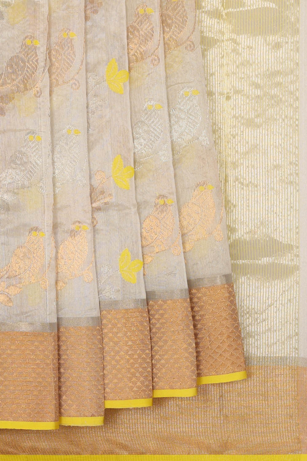 Image of Off-White Chanderi Silk Cotton Saree