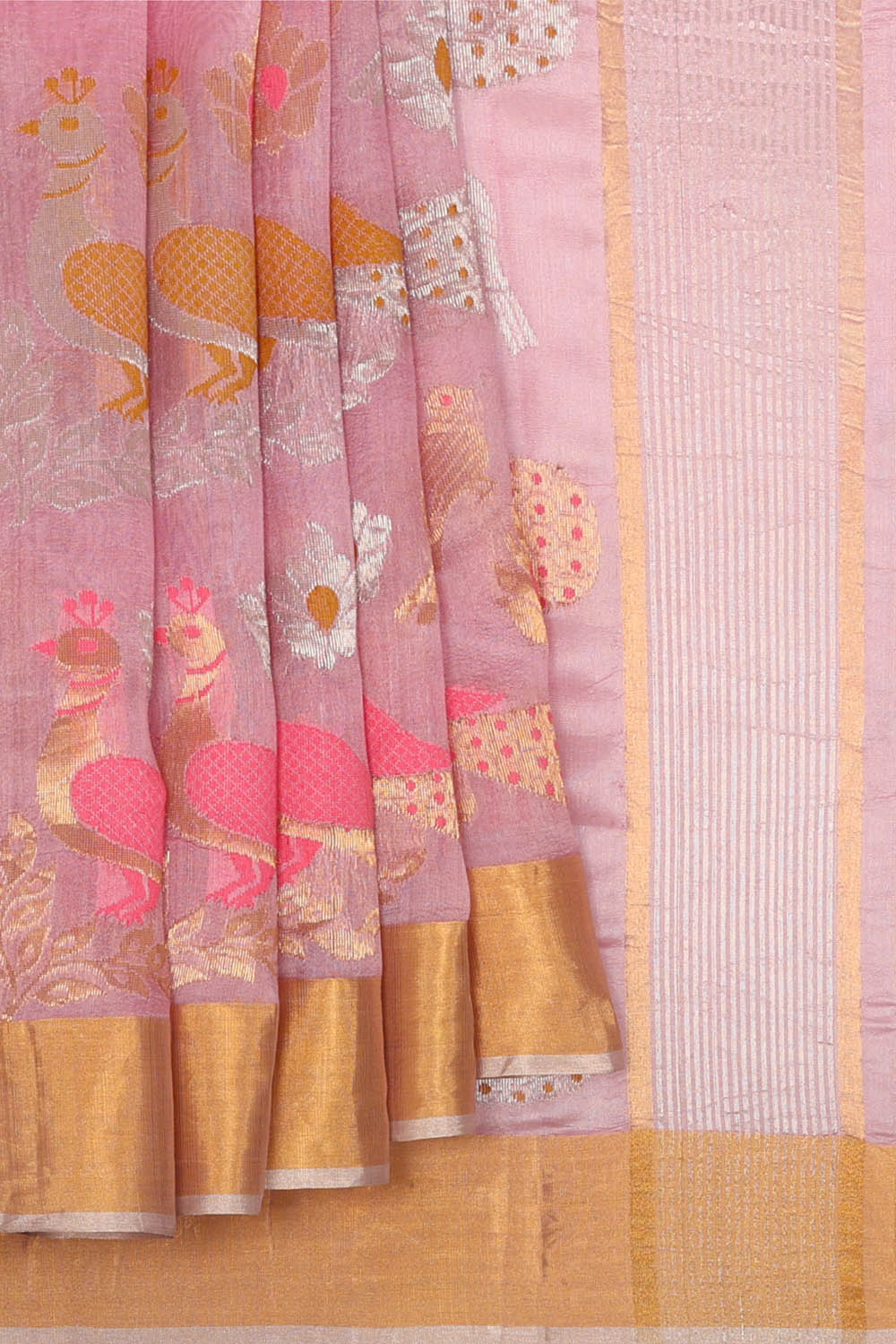 Image of Pink Chanderi Silk Saree
