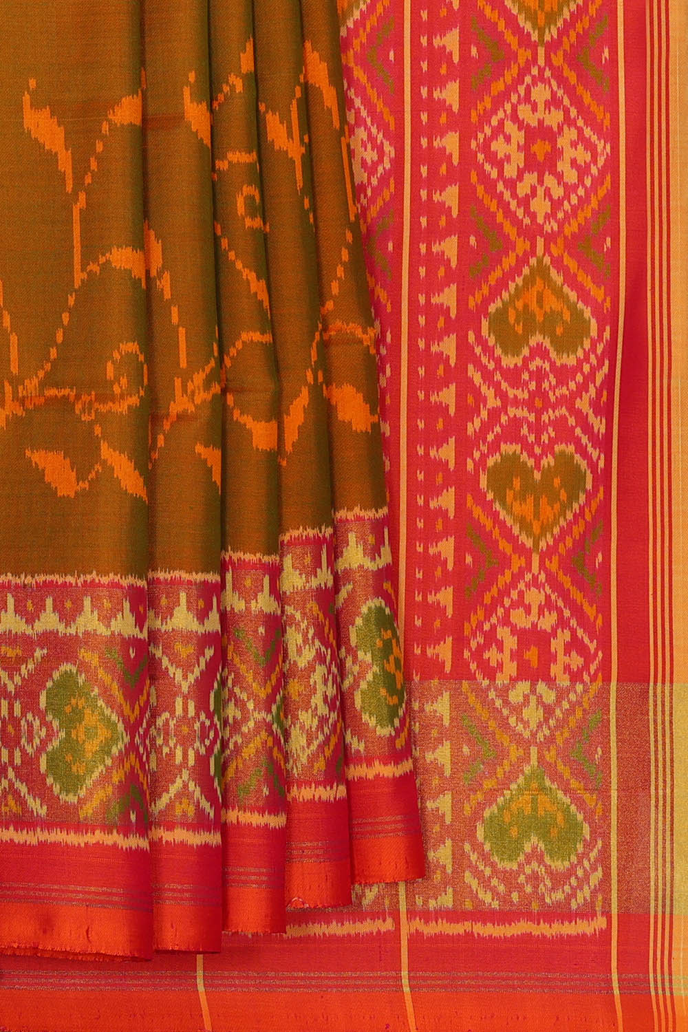 Image of Moss Green Rajkot Silk Saree