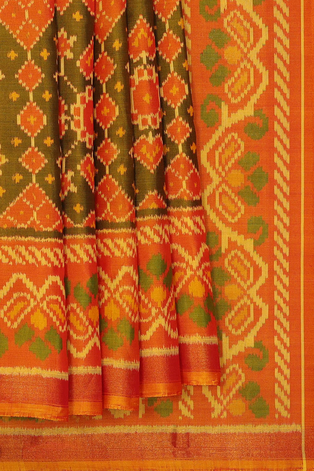 Image of Moss Green Rajkot Silk Saree