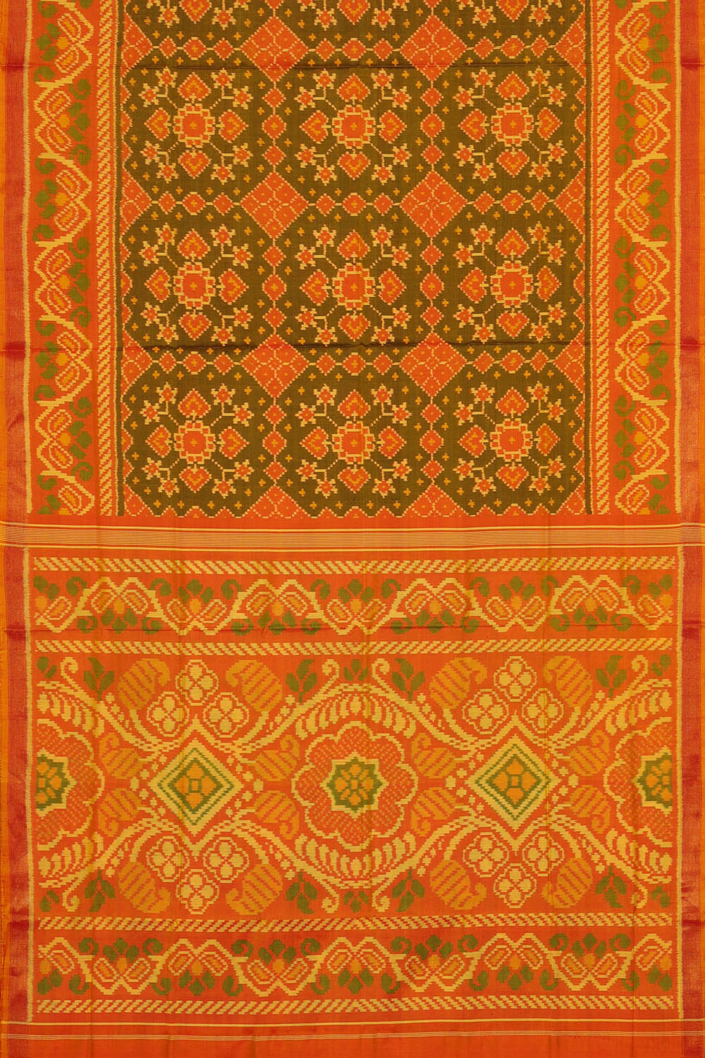 Image of Moss Green Rajkot Silk Saree