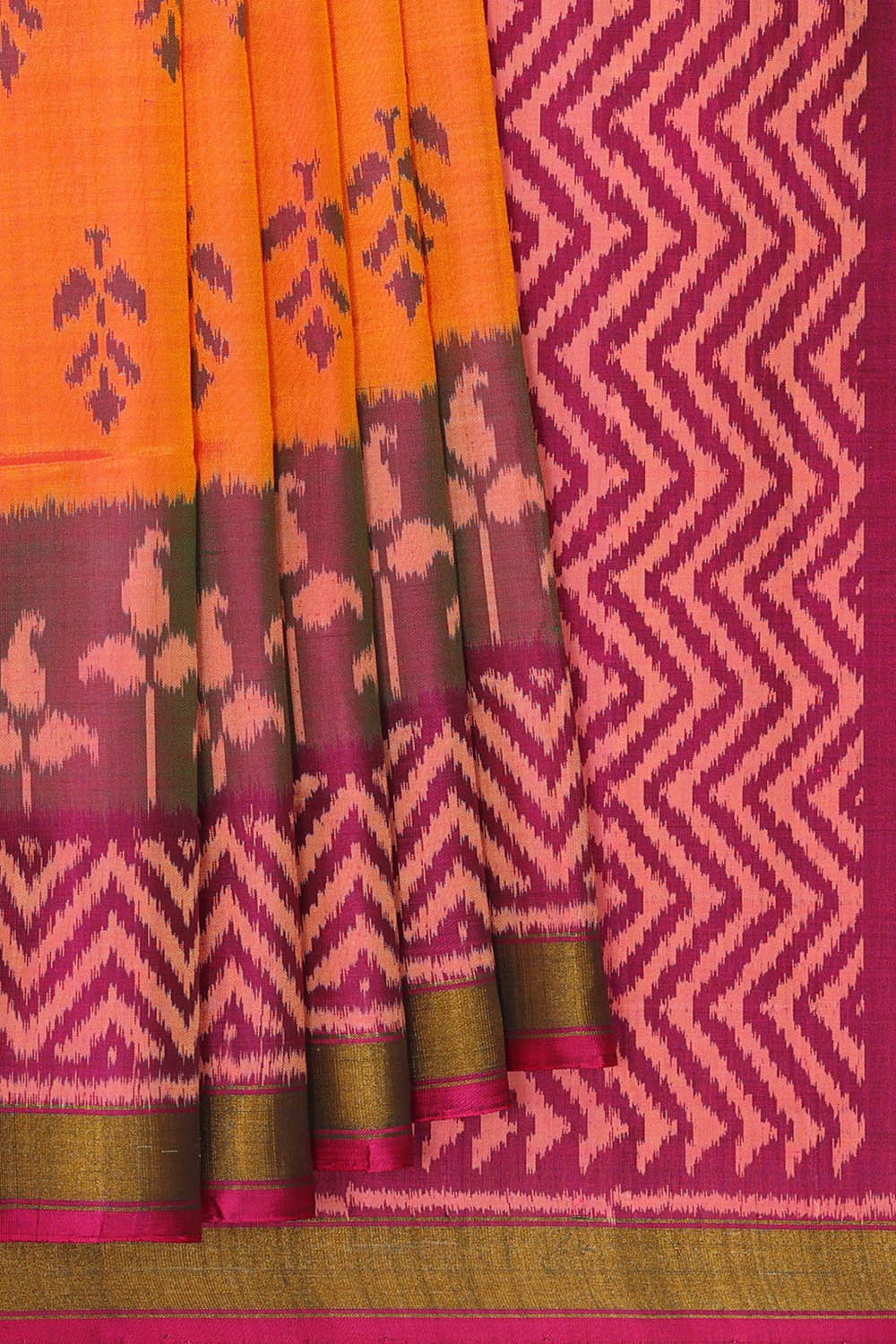 Image of Saffron Orange Rajkot Silk Saree