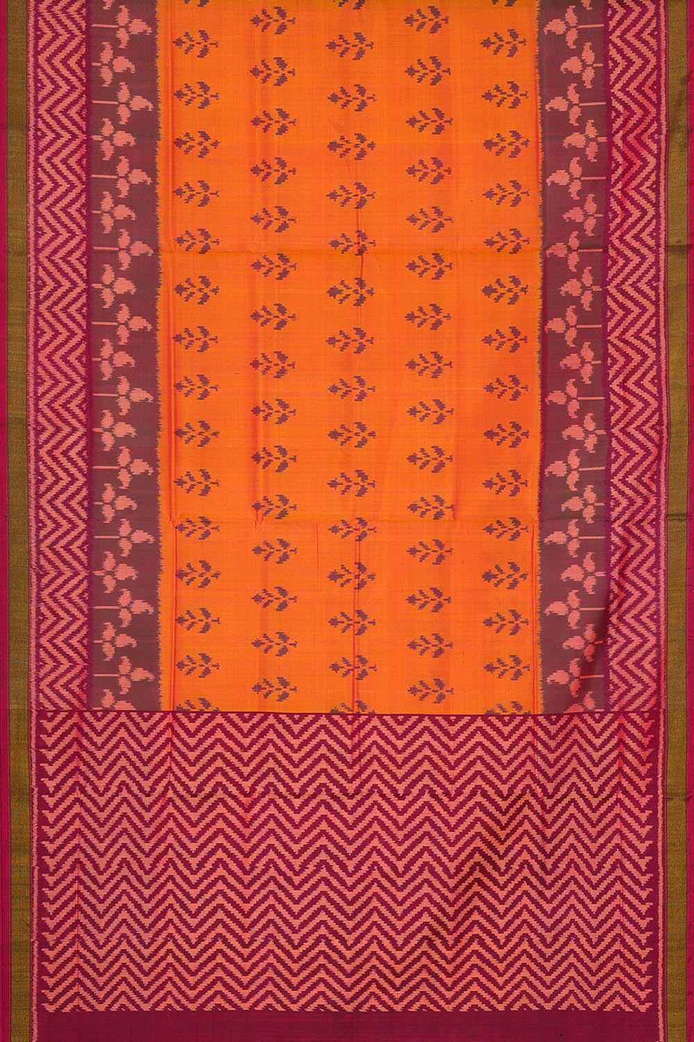 Image of Saffron Orange Rajkot Silk Saree
