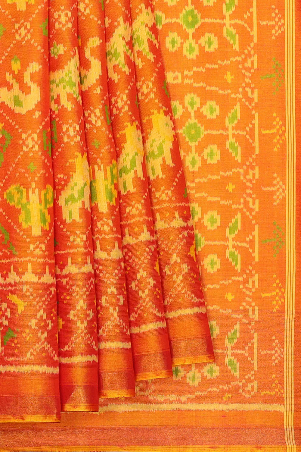 Image of Orange Rajkot Silk Saree