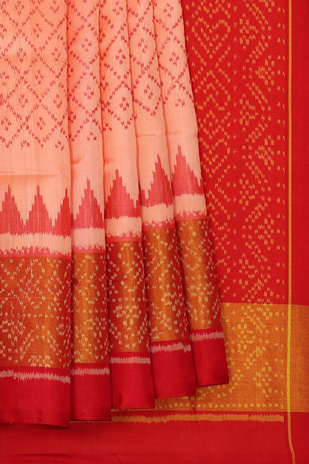 Image of Pastel Peach Rajkot Silk Saree