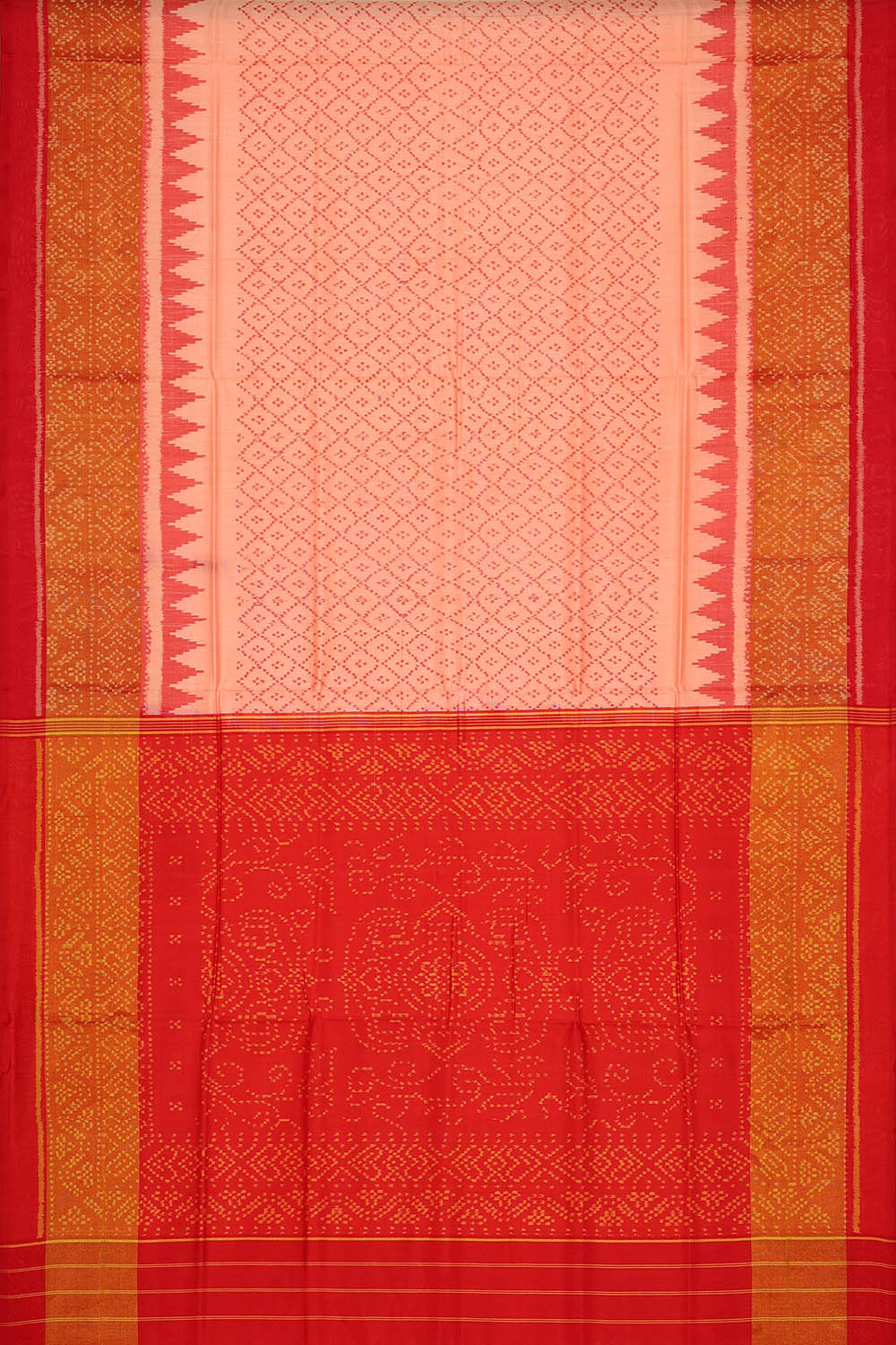 Image of Pastel Peach Rajkot Silk Saree
