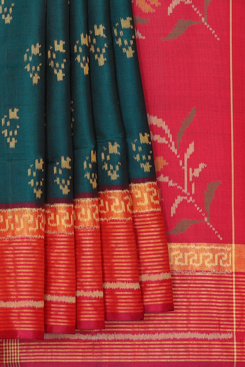 Image of Peacock Blue Rajkot Silk Saree