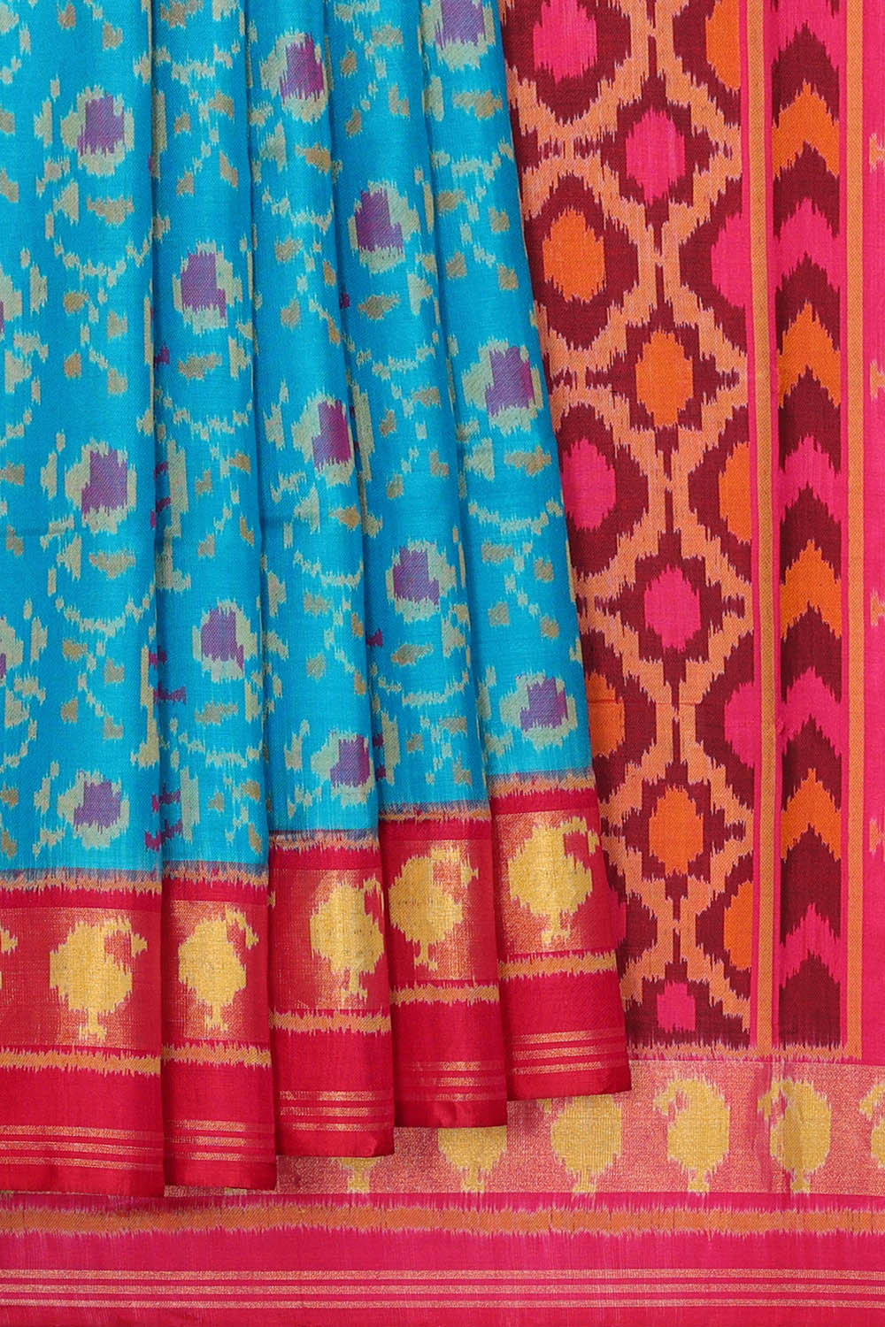Image of Sky Blue Rajkot Silk Saree