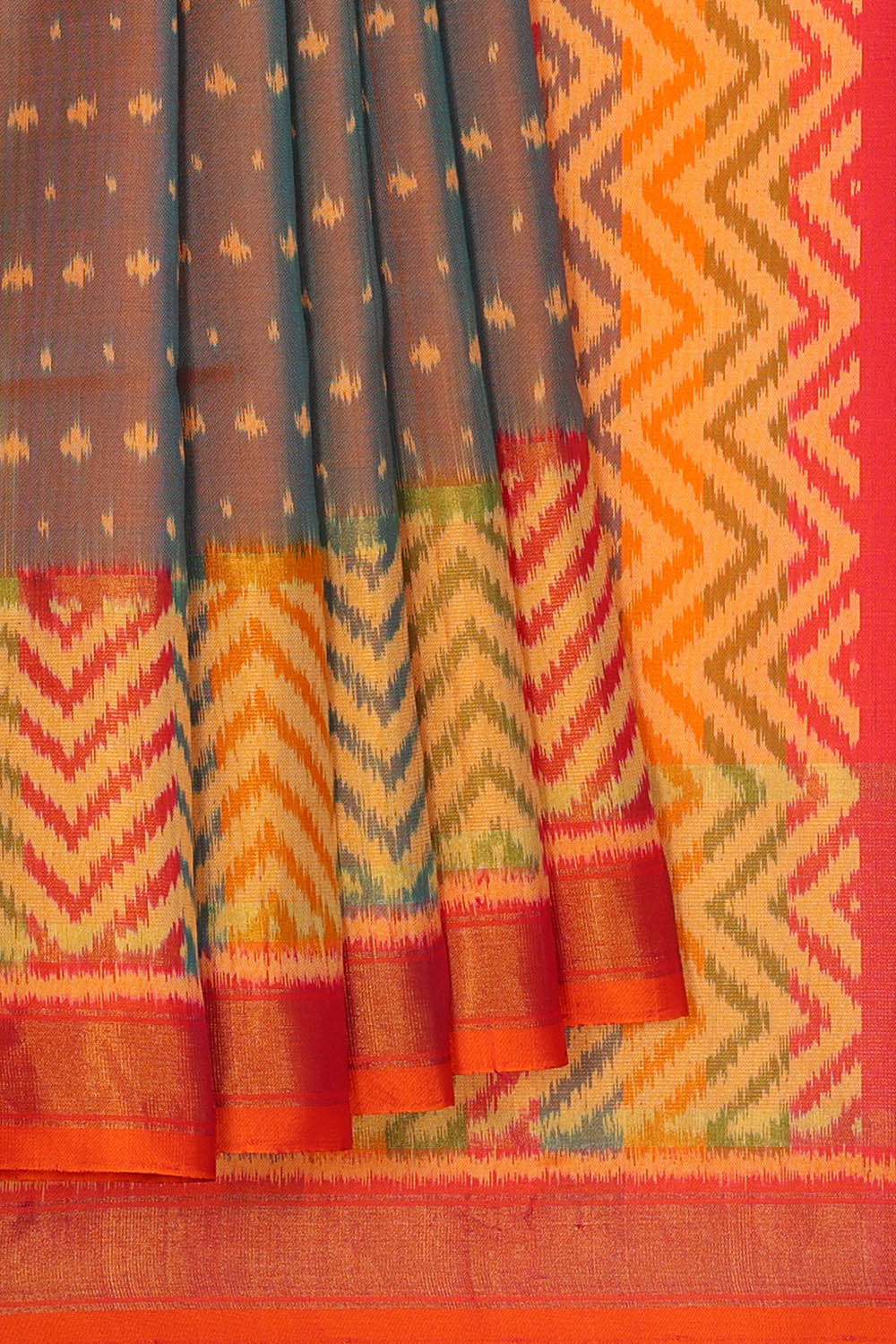 Image of Grey Rajkot Silk Saree