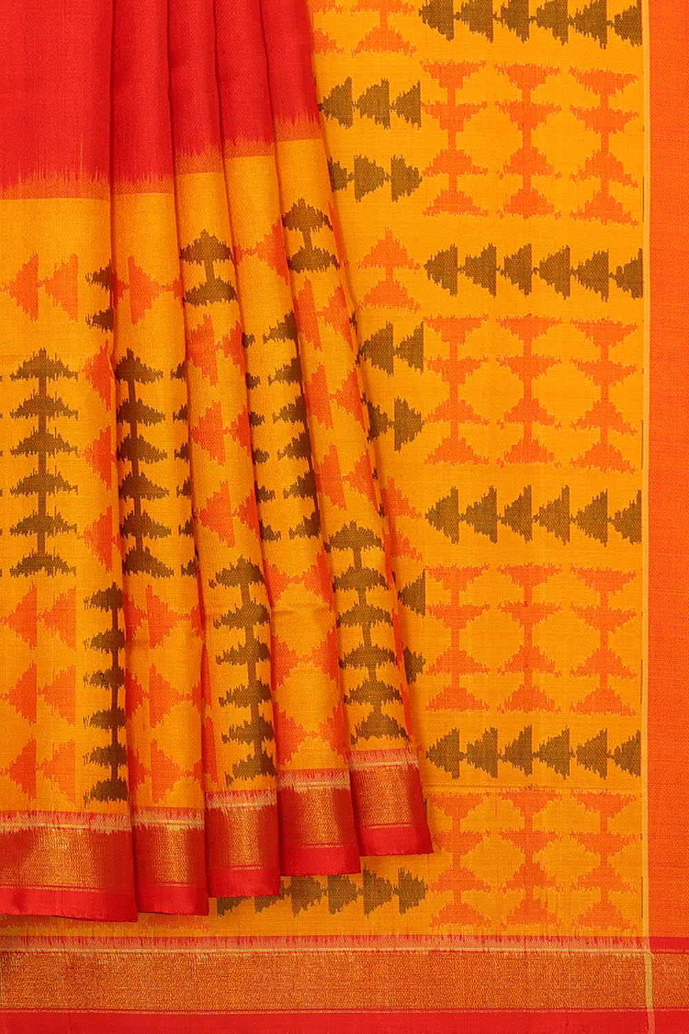 Image of Orange Rajkot Silk Saree