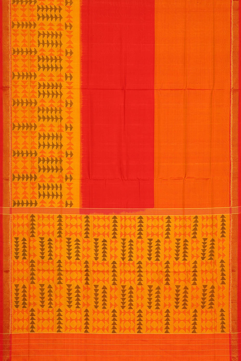 Image of Orange Rajkot Silk Saree