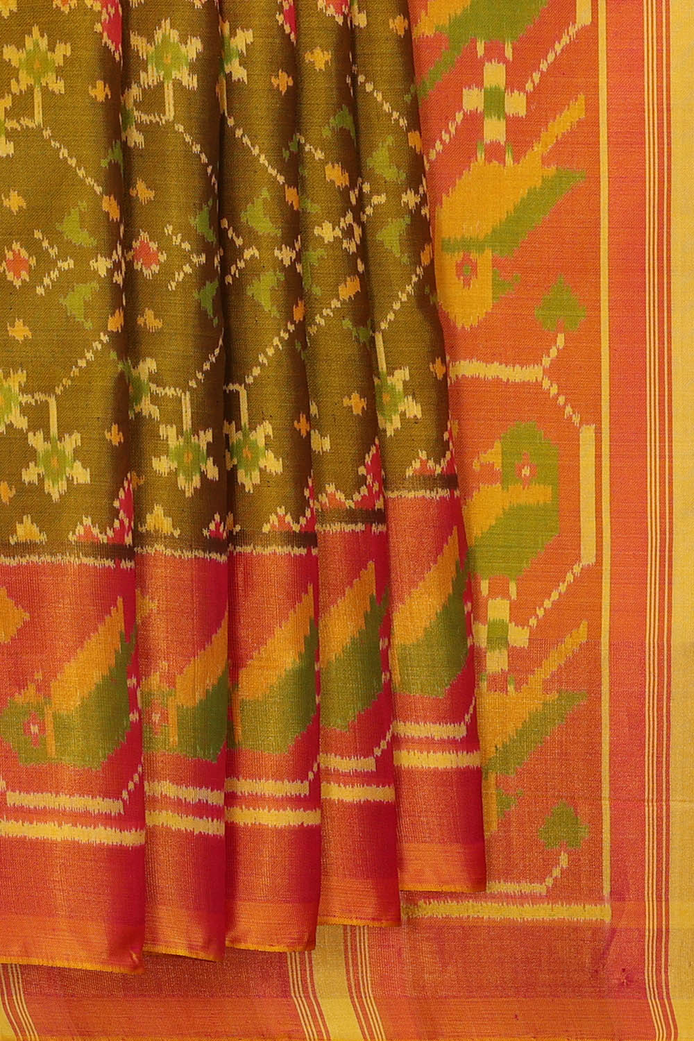 Image of Moss Green Rajkot Silk Saree