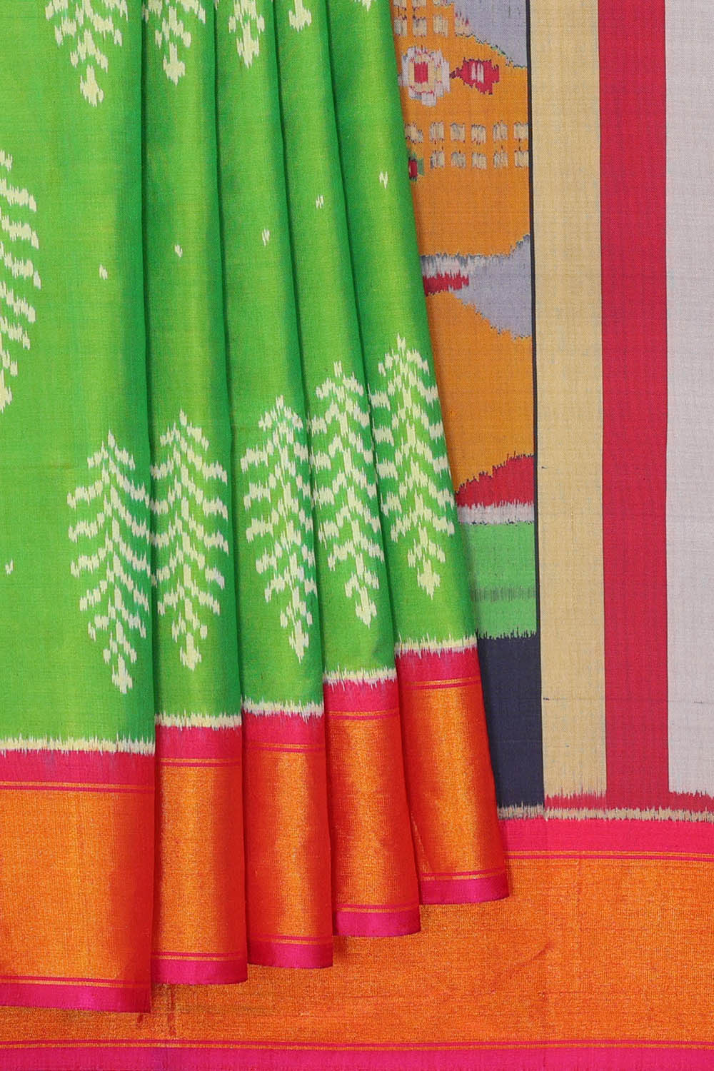 Image of Parrot Green Rajkot Silk Saree