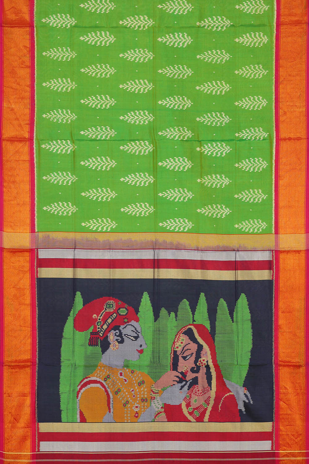 Image of Parrot Green Rajkot Silk Saree