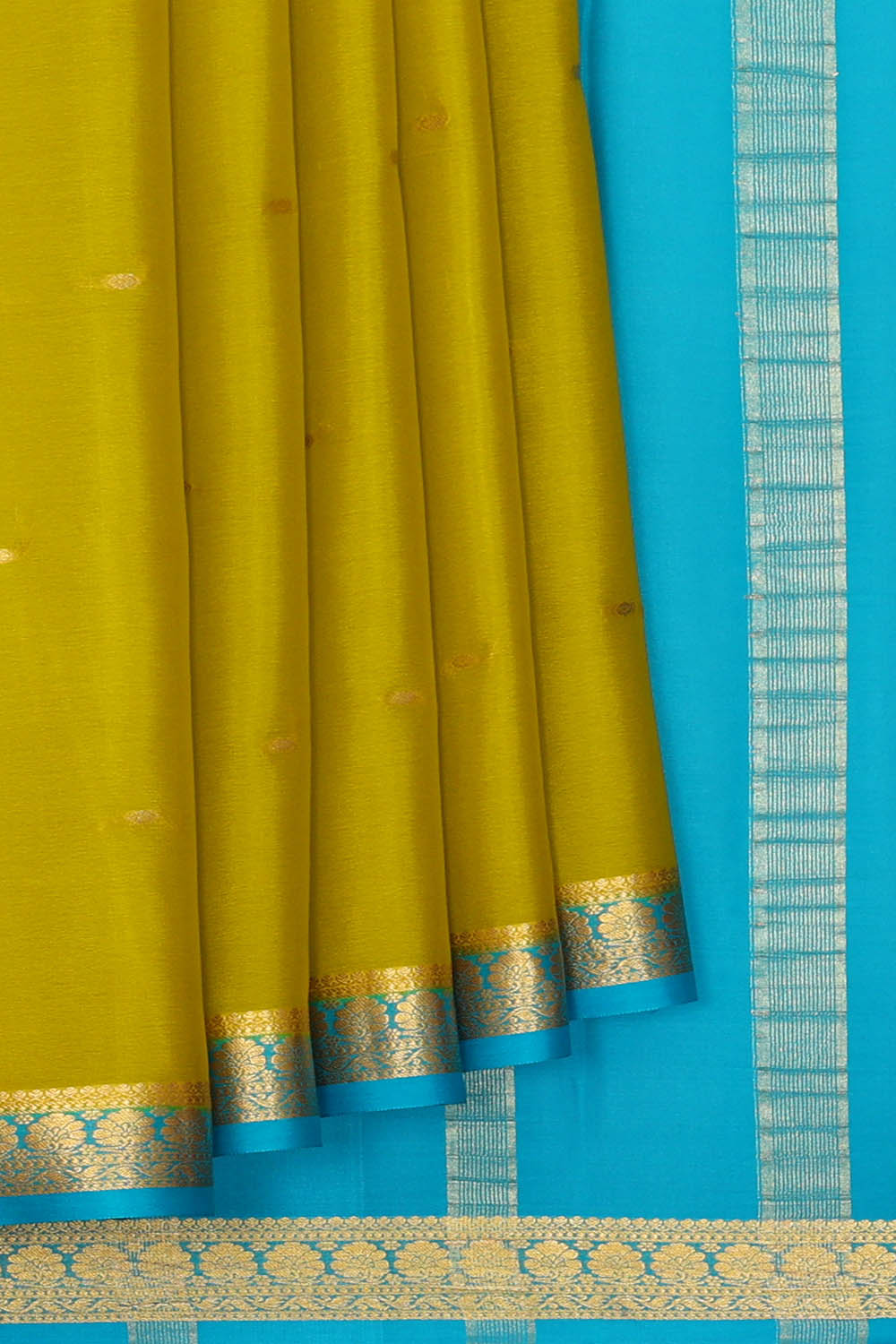 Image of Olive-Green Crepe Silk Saree
