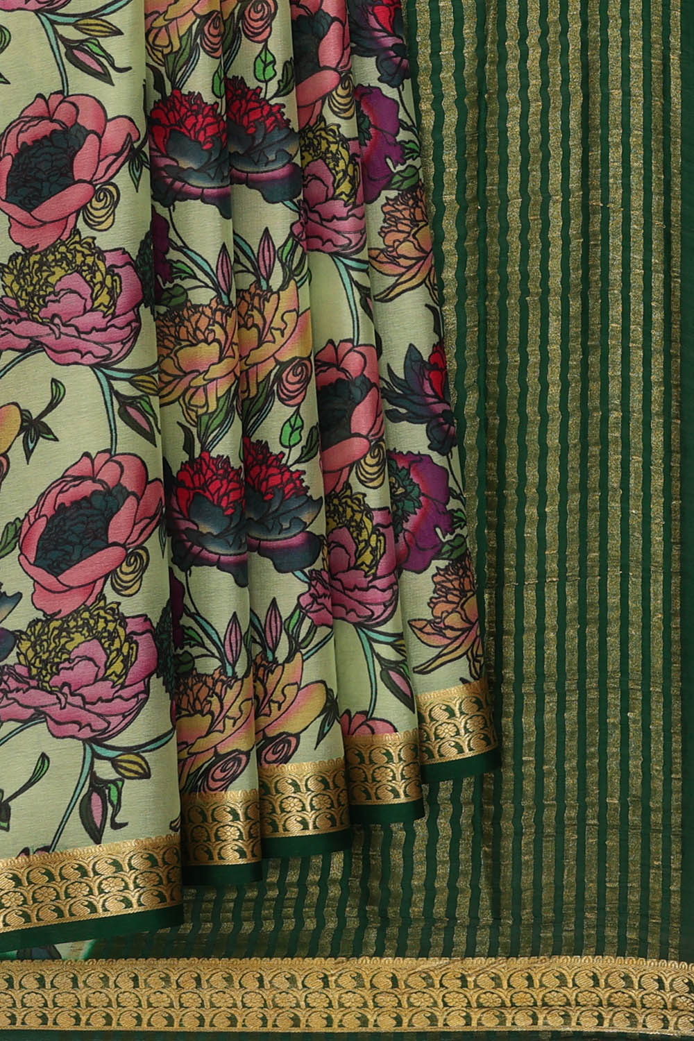 Image of A Beautiful Floral Printed Crepe Silk Saree