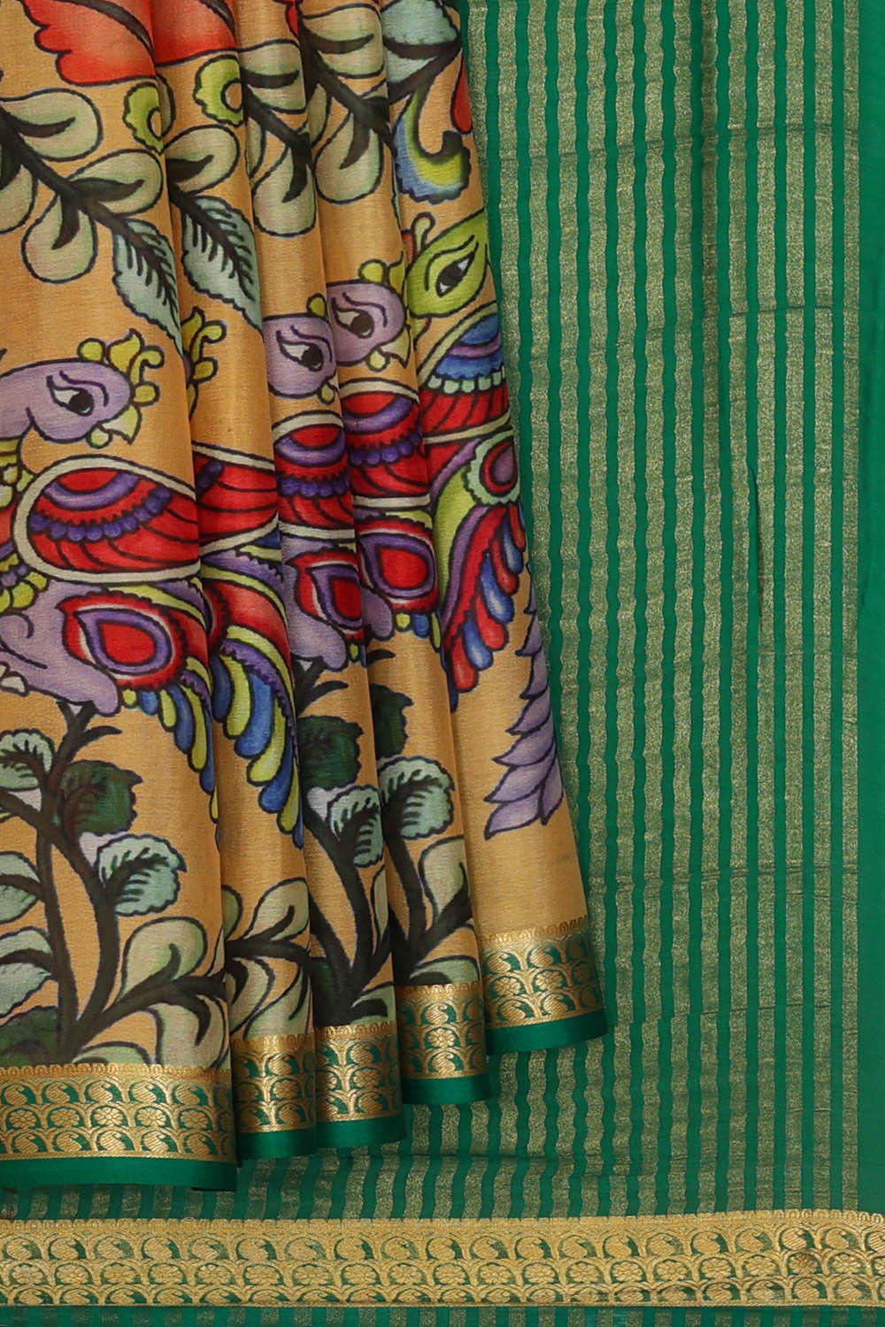 Image of Mustard Crepe Silk Saree