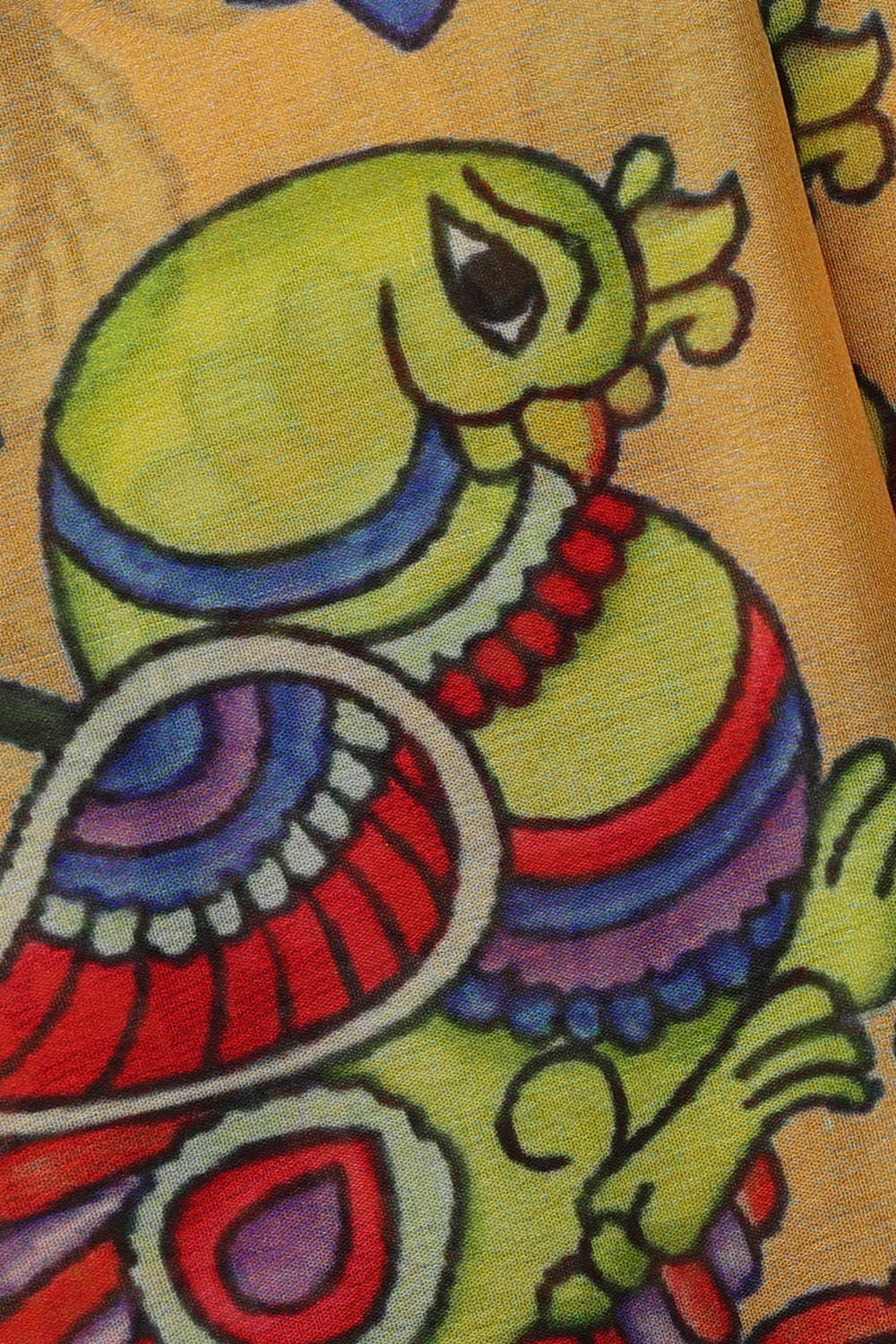 Image of Mustard Crepe Silk Saree