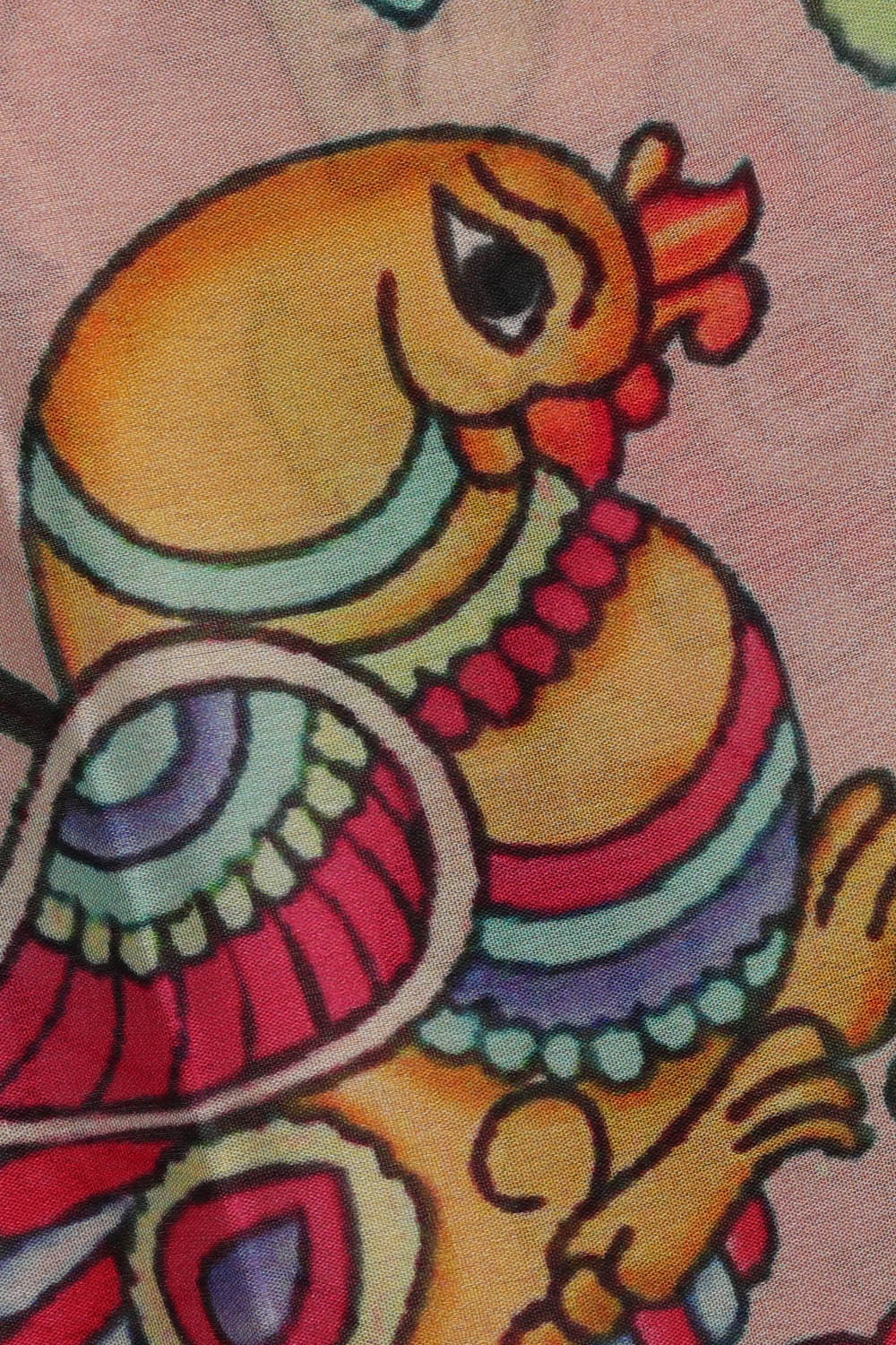 Image of Peach-Pink Crepe Silk Saree