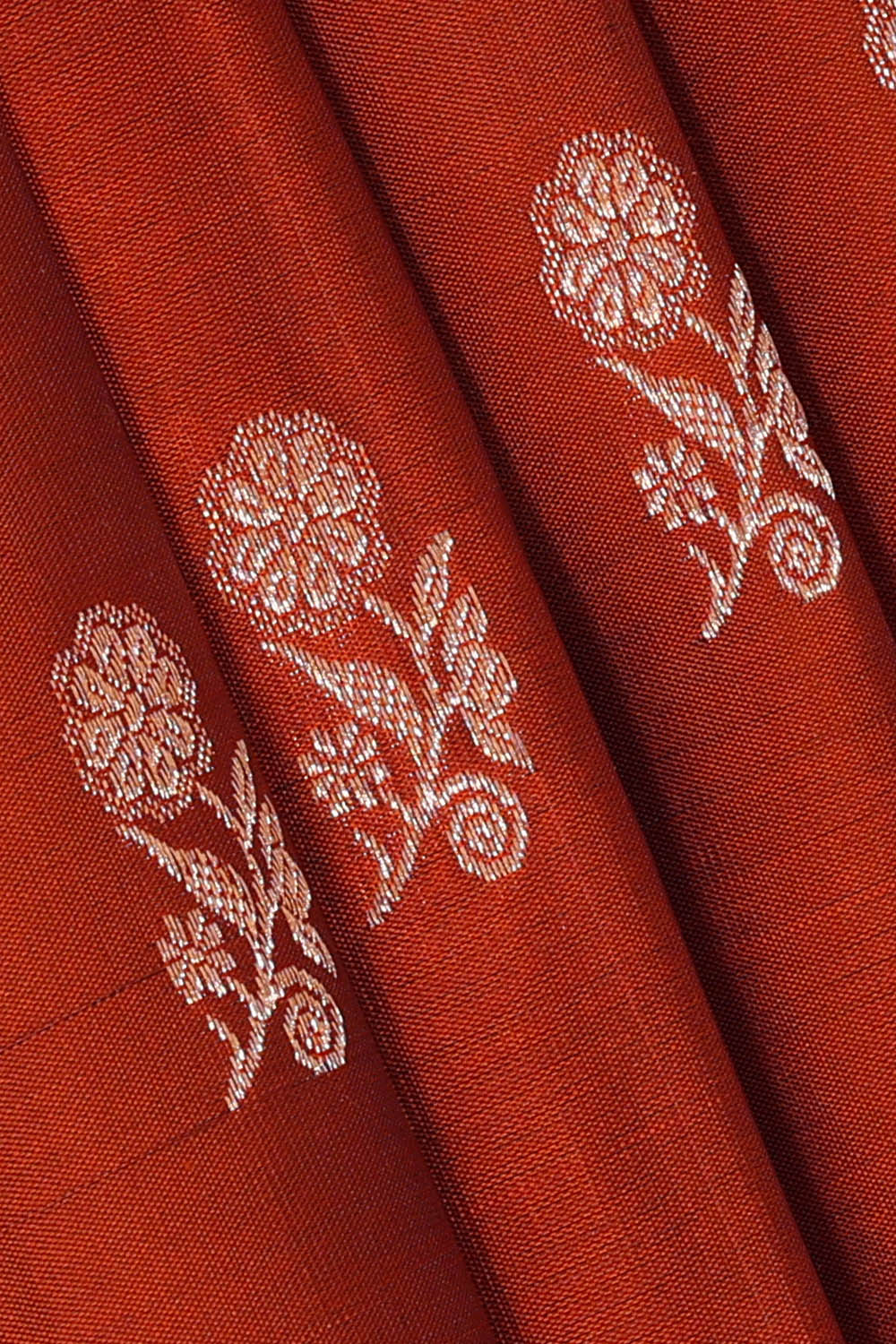 Image of Rust-Orange South Silk Saree