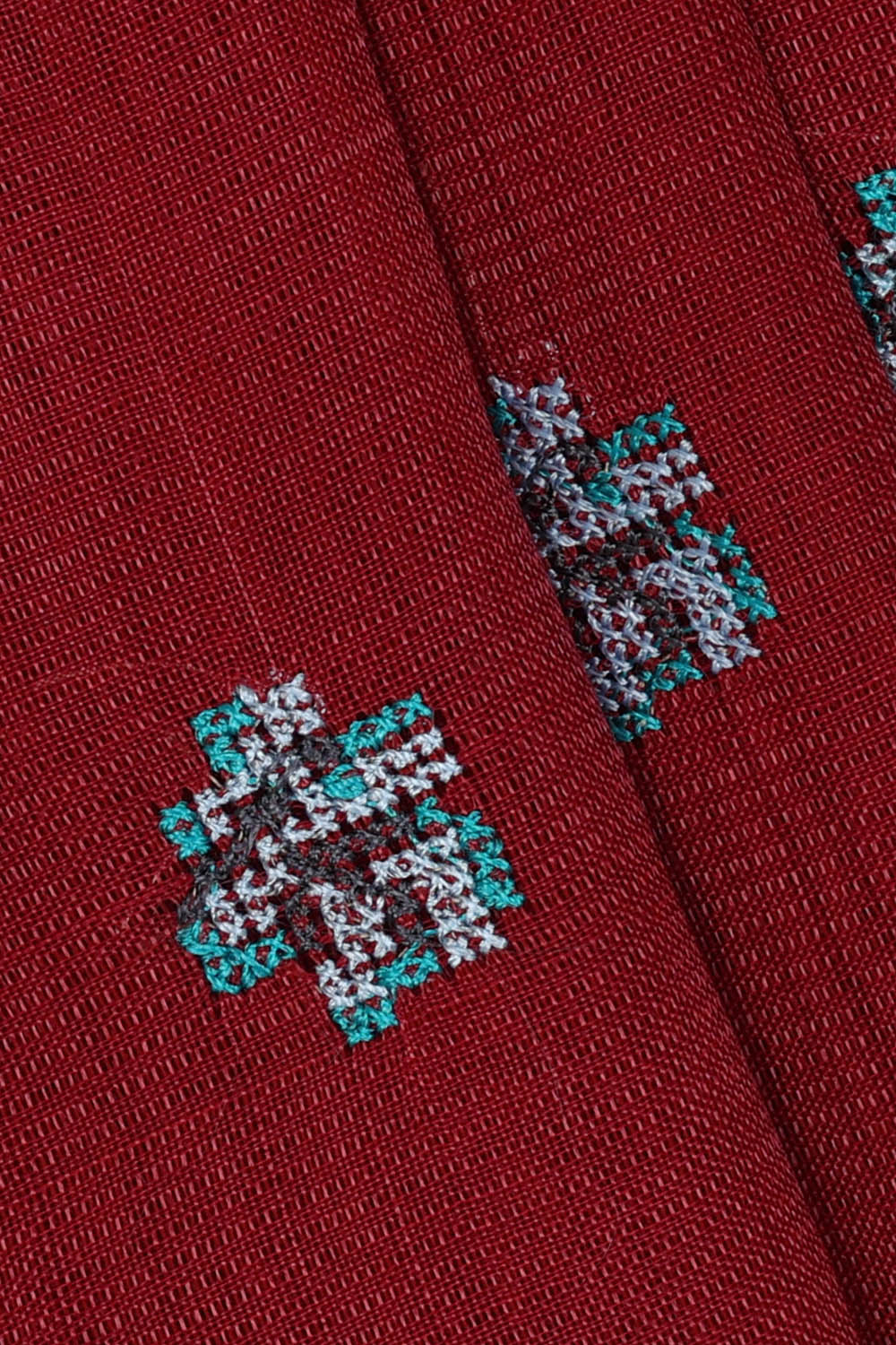 Image of Maroon Mangalgiri Embroidery Silk Saree