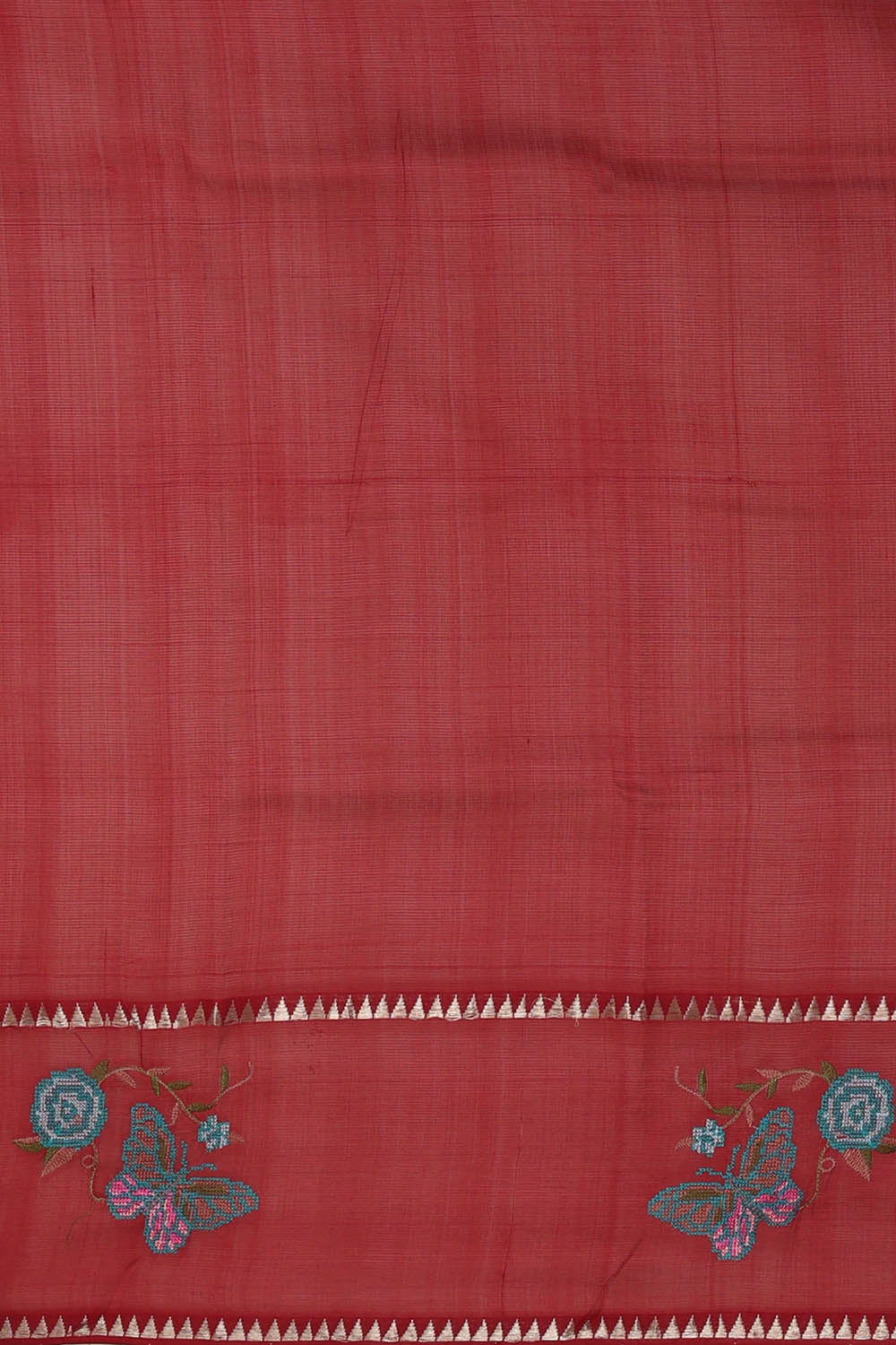 Image of Maroon Mangalgiri Embroidery Silk Saree