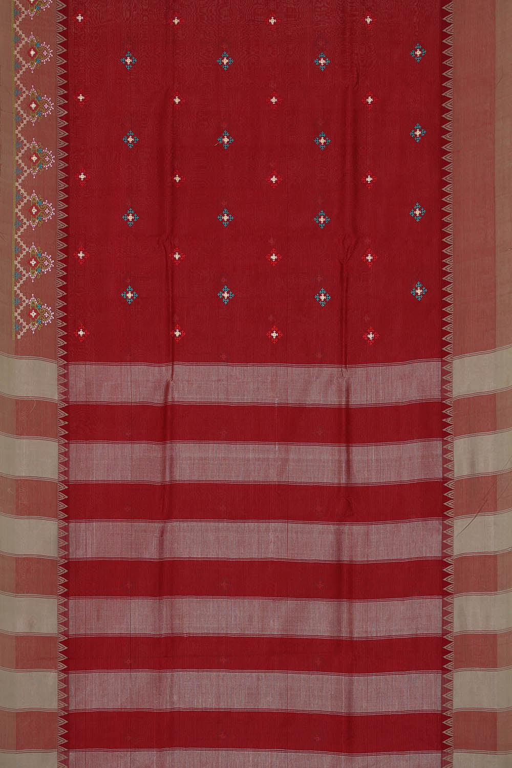 Image of Maroon Mangalgiri Embroidery Silk Saree