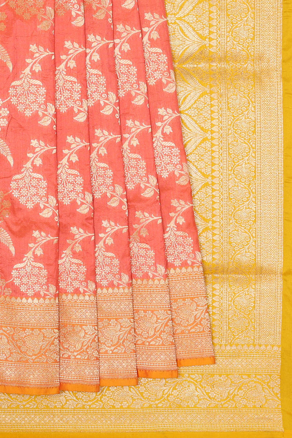 Image of Onion-Pink Banarasi Silk Saree