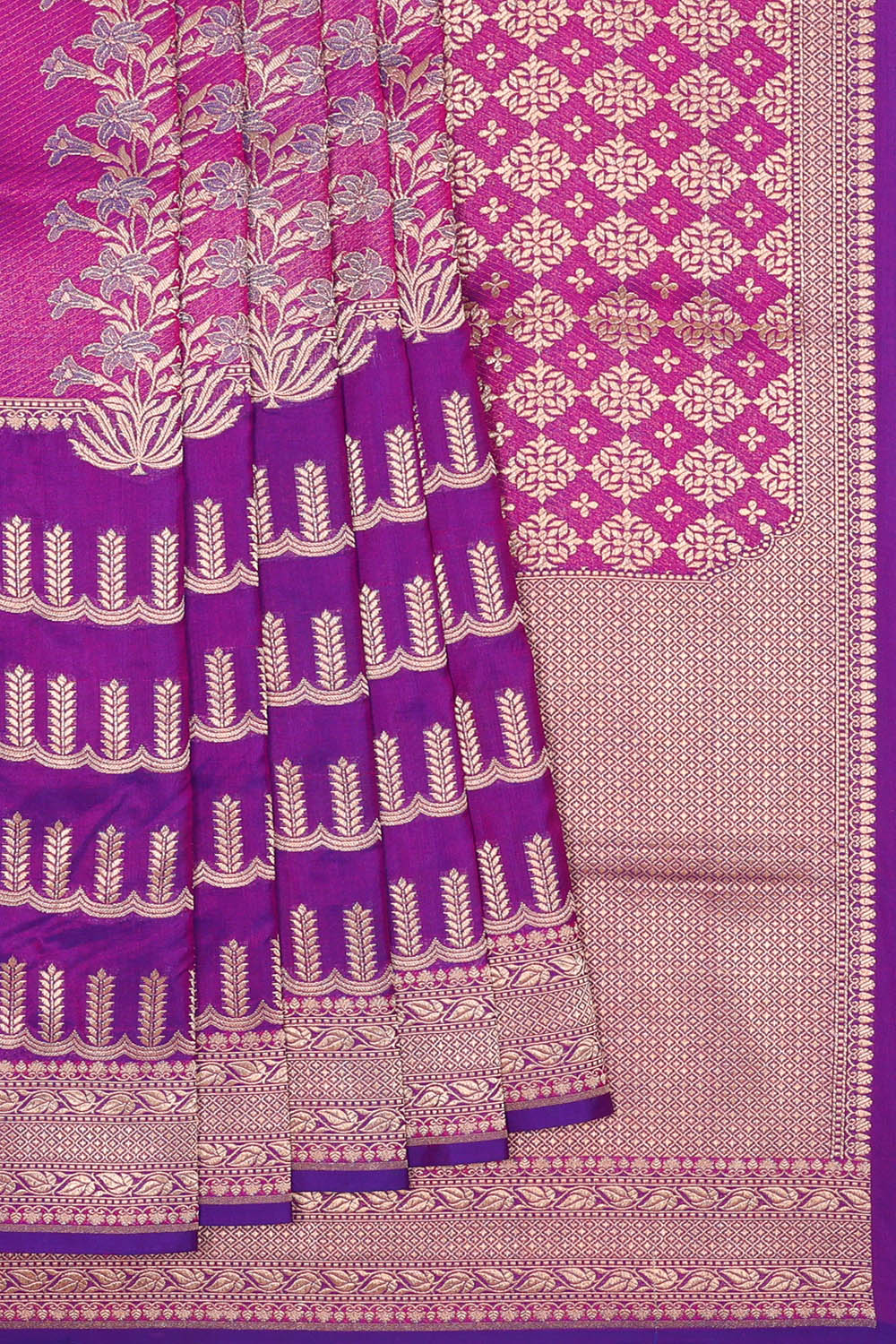 Image of Violet Banarasi Silk Saree