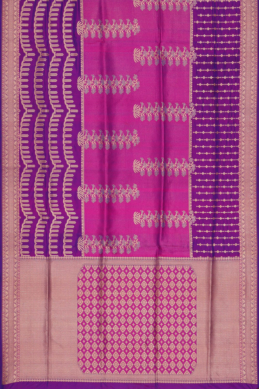 Image of Violet Banarasi Silk Saree