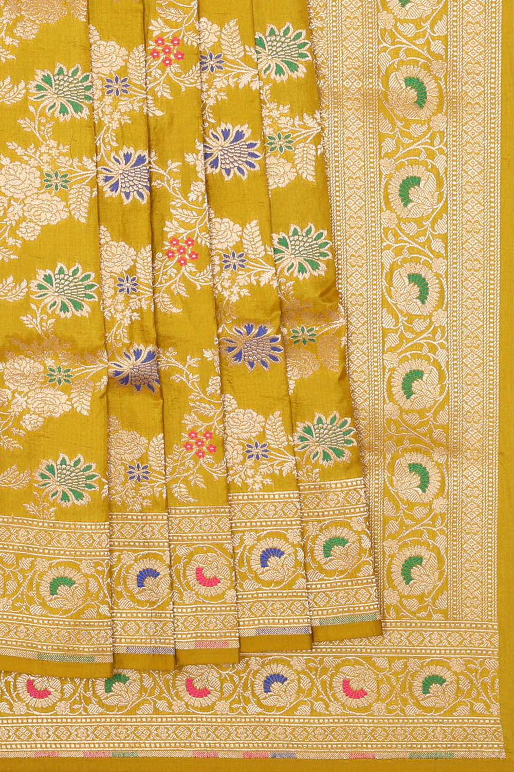 Image of Fenugreek-Green Banarasi Silk Saree