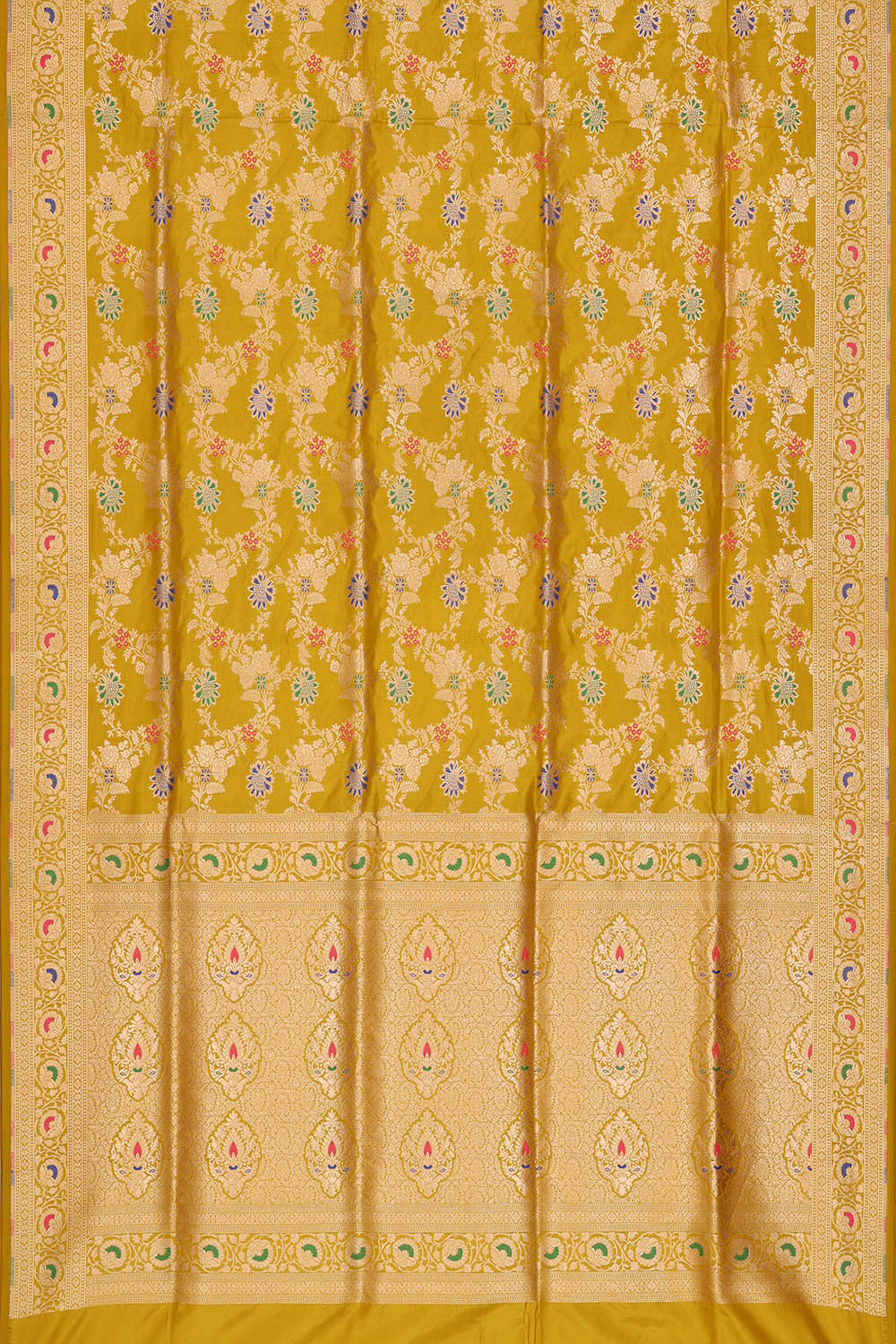 Image of Fenugreek-Green Banarasi Silk Saree