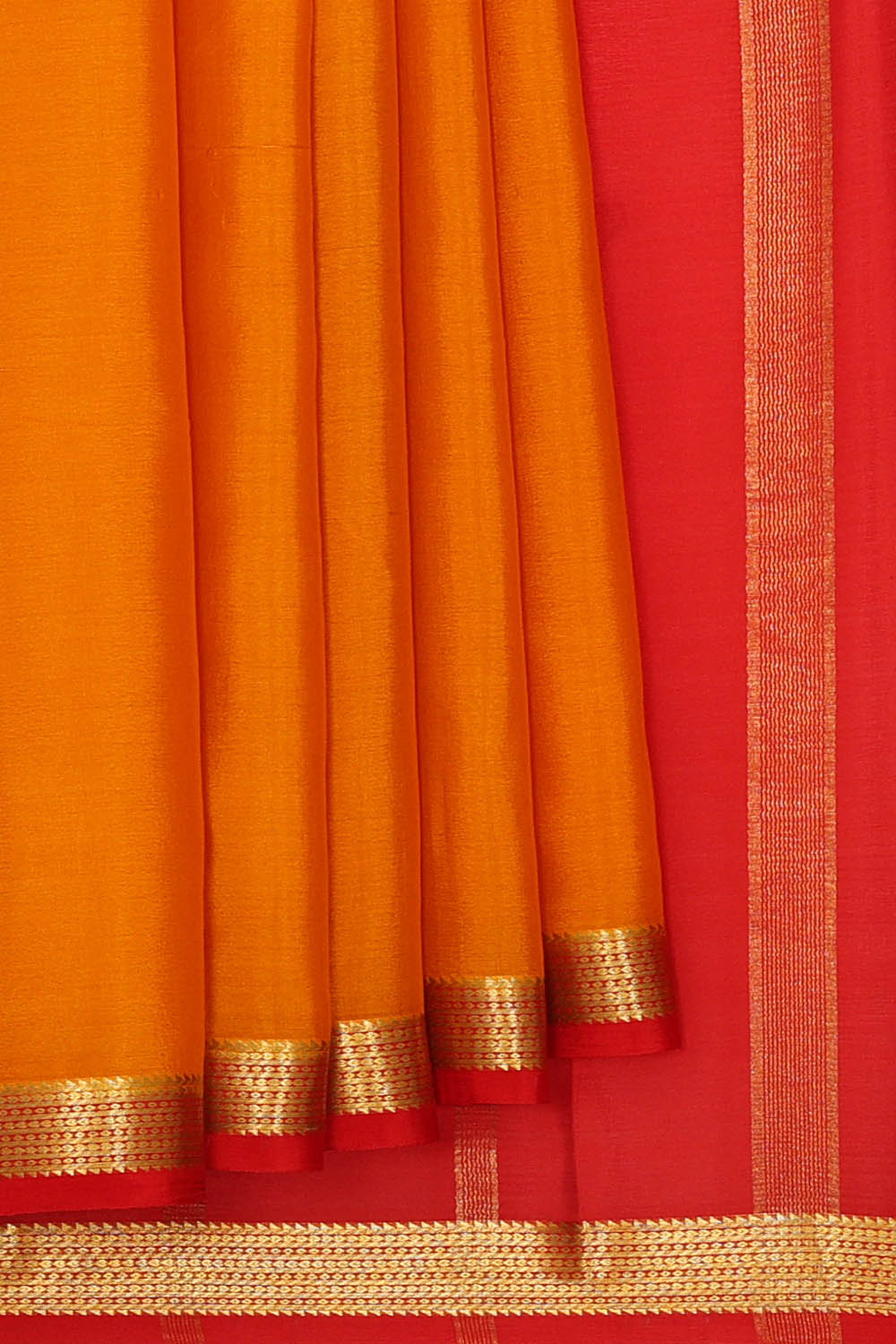 Image of Orange Pure Silk Saree