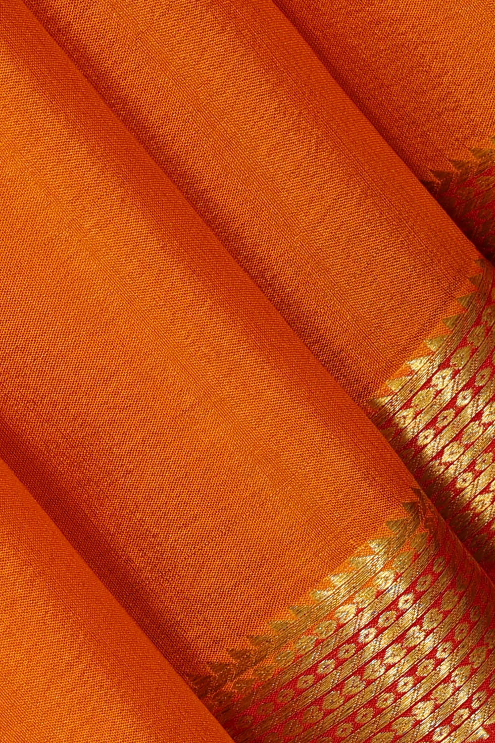 Image of Orange Pure Silk Saree