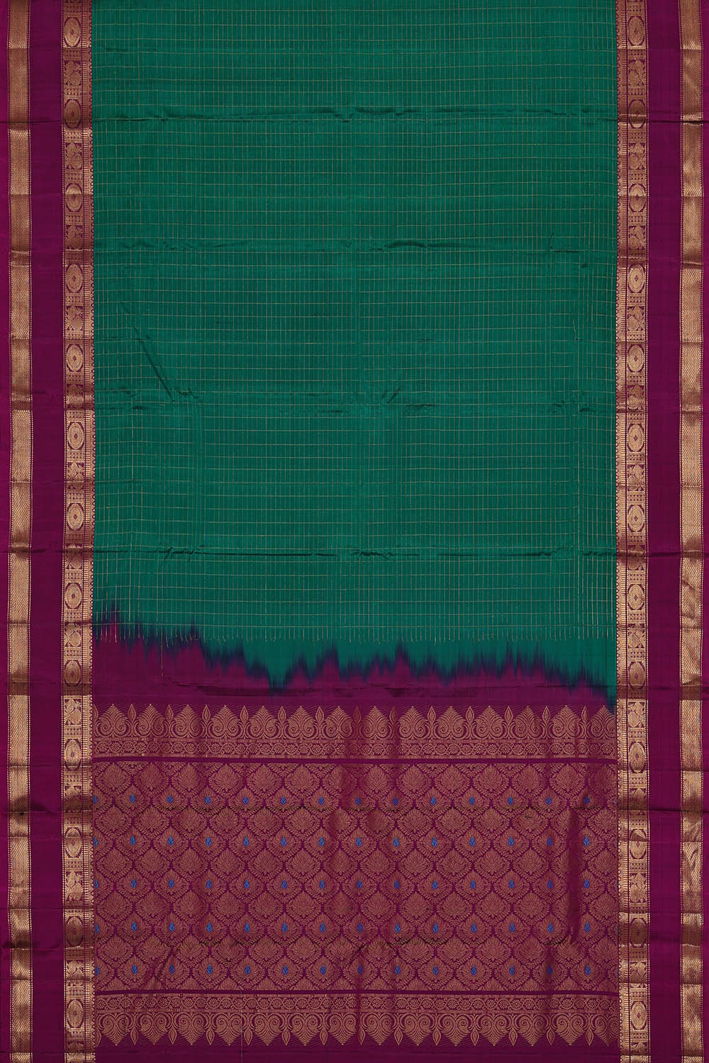 Image of Teal-Green Kattam South Silk Saree