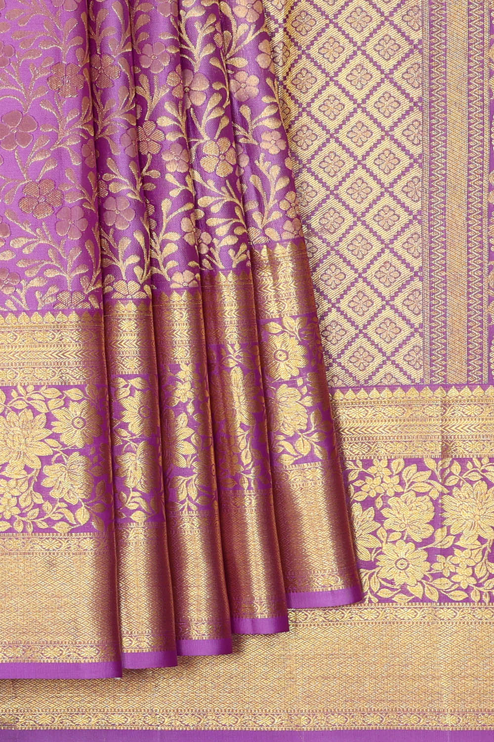 Image of Purple South Silk Brocade Saree