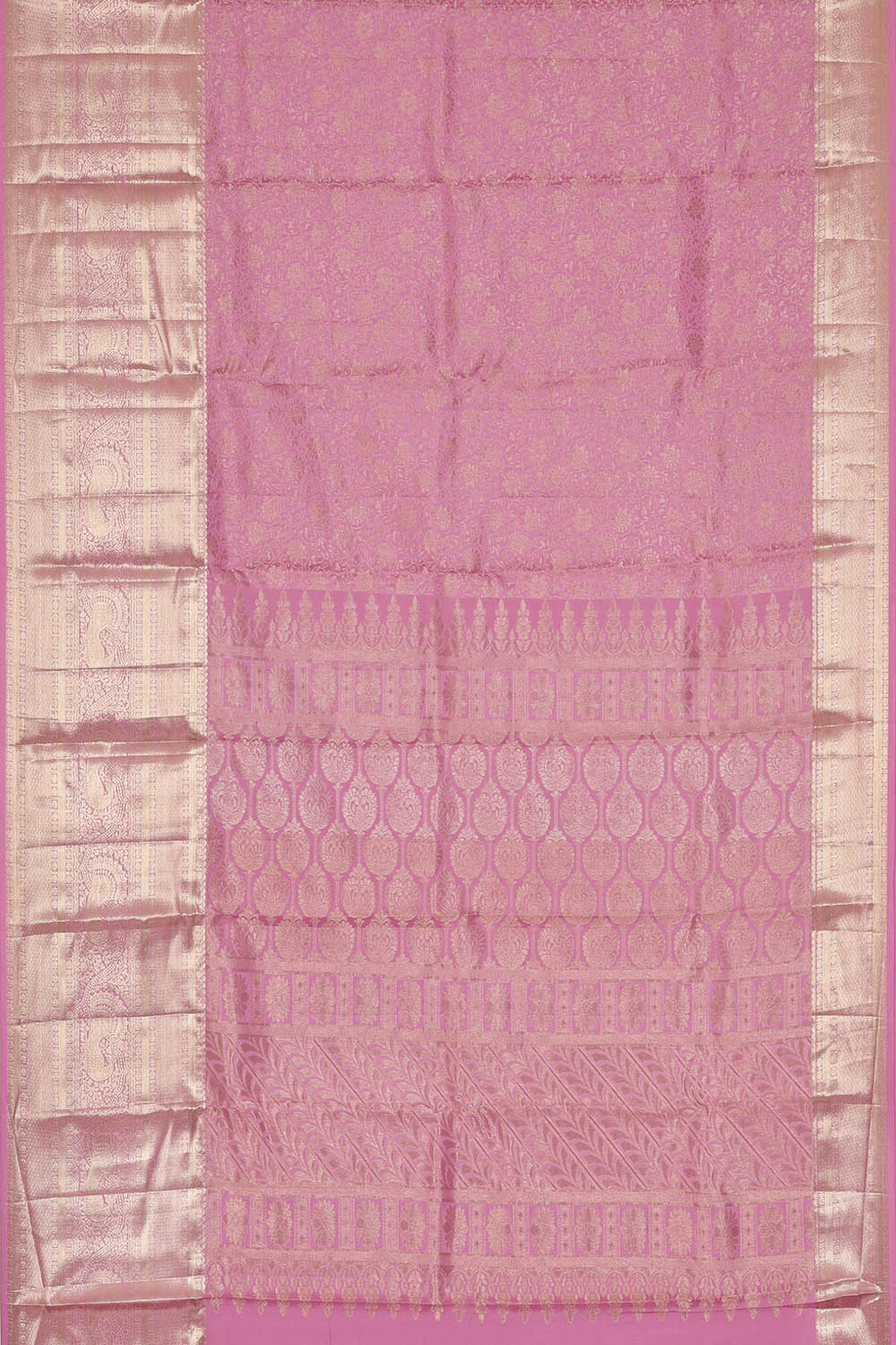 Image of Lavender-Pink South Silk Brocade Saree