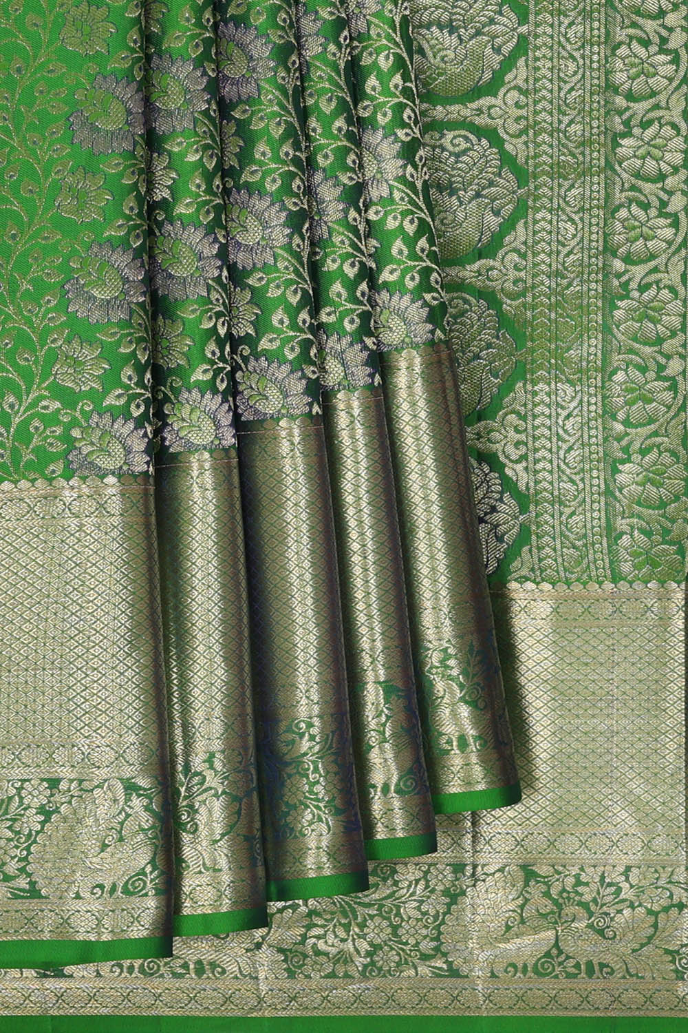 Image of Green South Silk Brocade Saree