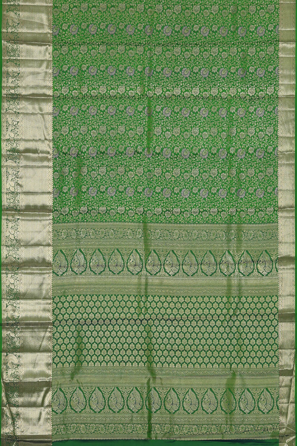 Image of Green South Silk Brocade Saree